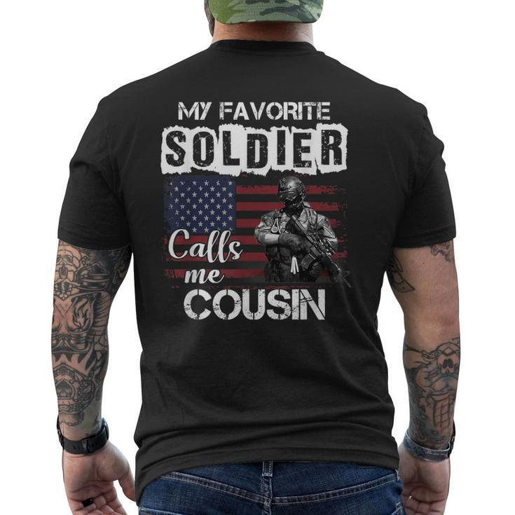 My Favorite Soldier Calls Me Cousin Army Veteran Men's T-shirt Back Print