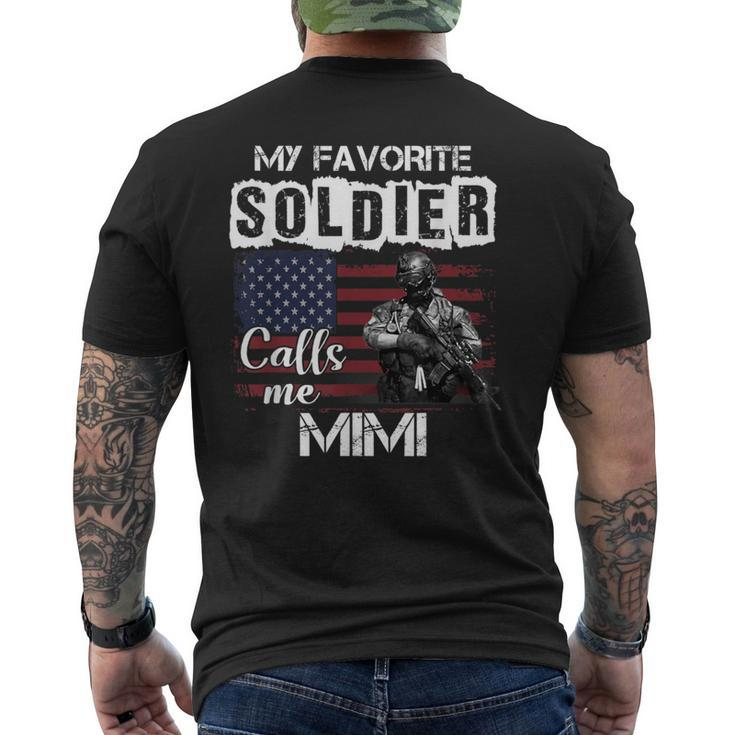 My Favorite Soldier Calls Me Mimi Army Veteran Men's T-shirt Back Print