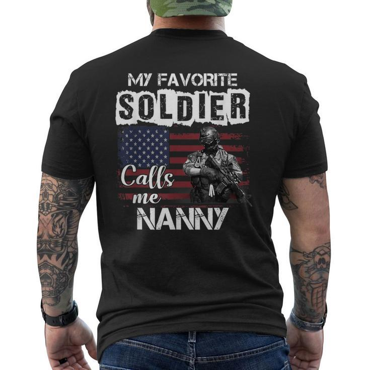 My Favorite Soldier Calls Me Nanny Army Veteran Men's T-shirt Back Print