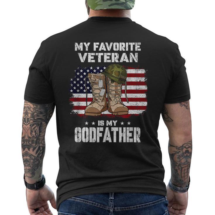 My Favorite Veteran Is My Godfather American Flag Veterans Men's T-shirt Back Print