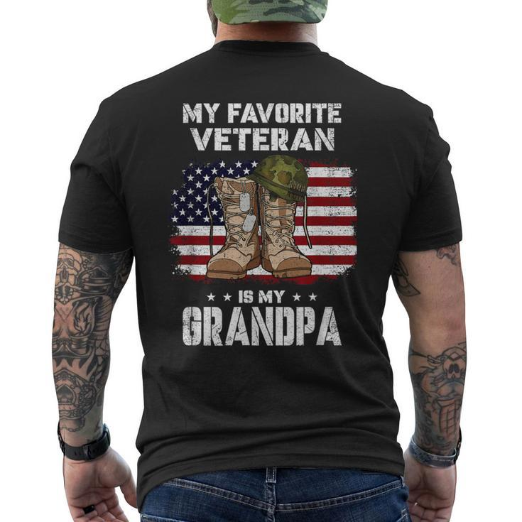 My Favorite Veteran Is My Grandpa American Flag Veterans Day Men's T-shirt Back Print