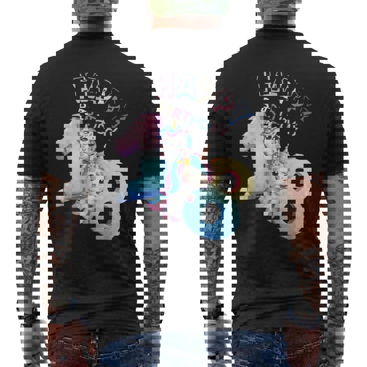 Feliz Cumpleaños De 18 Años Linda Fiesta De Unicornio Para Los Amantes Camiseta Hombre Estampado Espalda