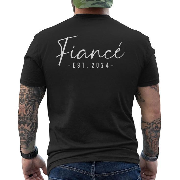 Fiancé Est 2024 Future Husband Engaged Him Engagement Men's T-shirt Back Print