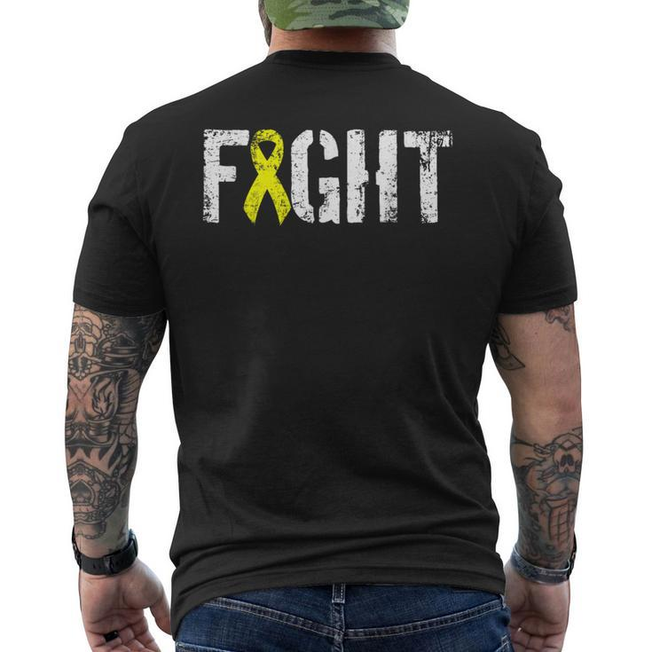 Fight Cancer T Bone Cancer Awareness Yellow Ribbon Men's T-shirt Back Print