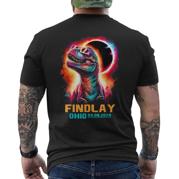 Findlay Ohio Total Solar Eclipse 2024 Dinosaur Colorful Men's T-shirt Back Print