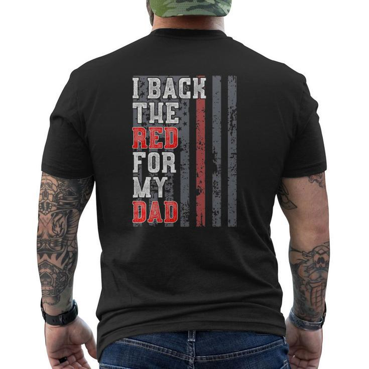 Firefighter For Daughter Son Support Dad Thin Red Line Mens Back Print T-shirt