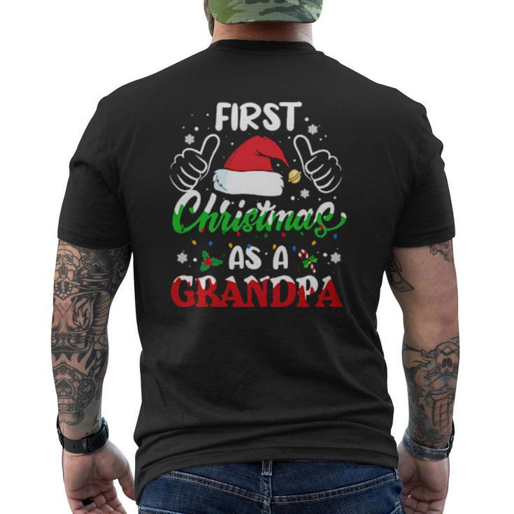 First Christmas As A Grandpa Santa Hat Xmas Light 2021 Mens Back Print T-shirt