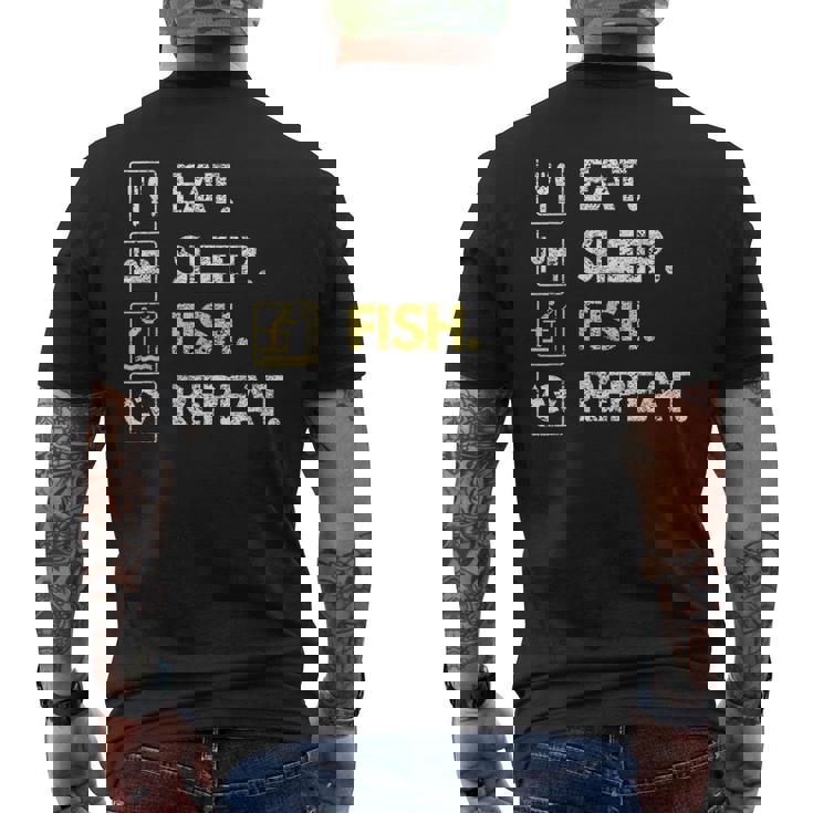 Fisher Eat Sleep Fish Repeat Fishing Fisherman Fish Men's T-shirt Back Print