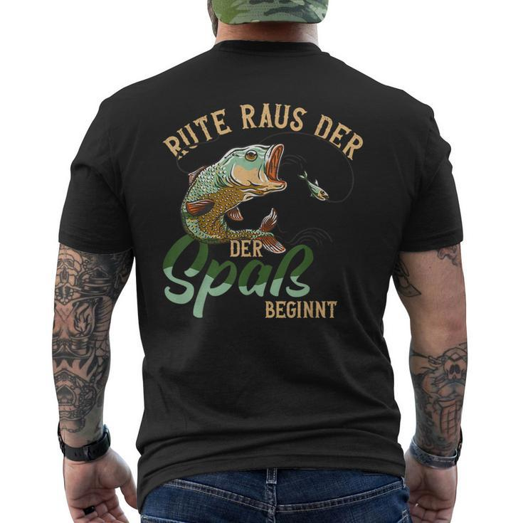 Fishing Rute Raus Der Spaß Begins Fishing Rod S T-Shirt mit Rückendruck
