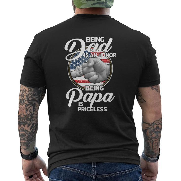 Fist Bump Being Dad Is An Honor Being Papa Is Priceless Mens Back Print T-shirt