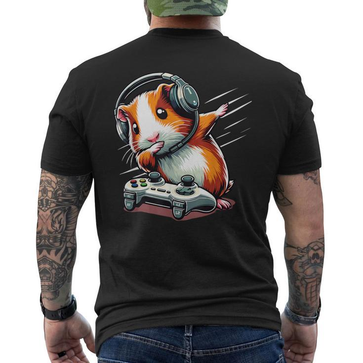 Fluffy Cavy Gamer Guinea Pig Video Gamer Lover Dab Men's T-shirt Back Print