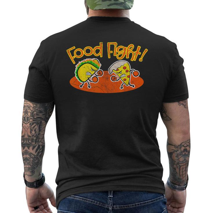 Food Fight Taco Pizza Slice Hungry Cartoon Foods Men's T-shirt Back Print