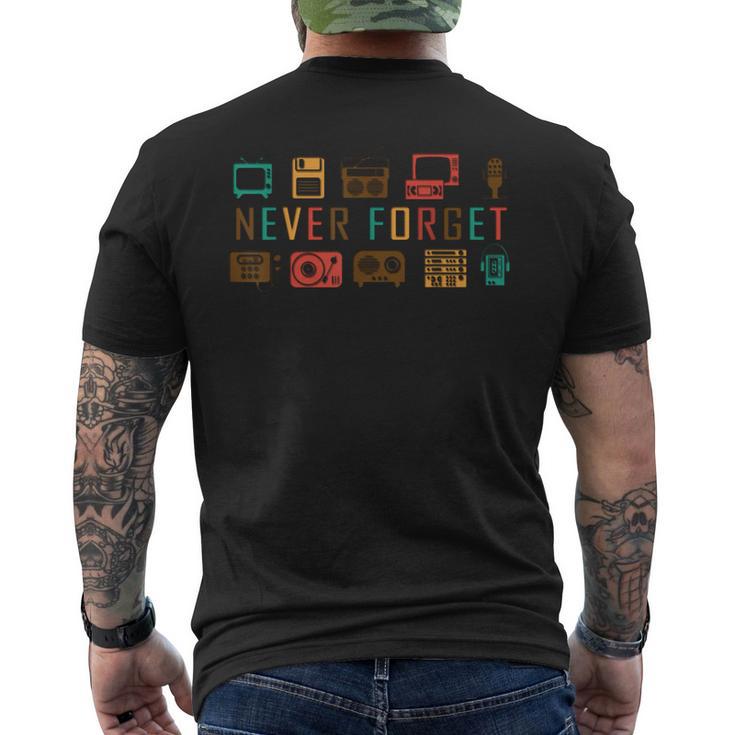 Never Forget Retro Media Men's T-shirt Back Print