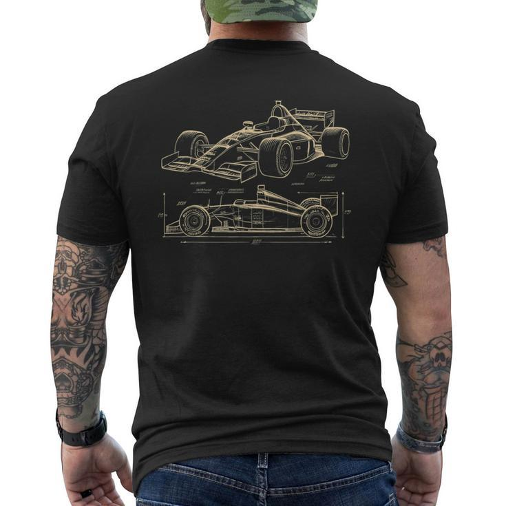 Formula Racing Car Silhouette Mechanic Car Guys Men's T-shirt Back Print