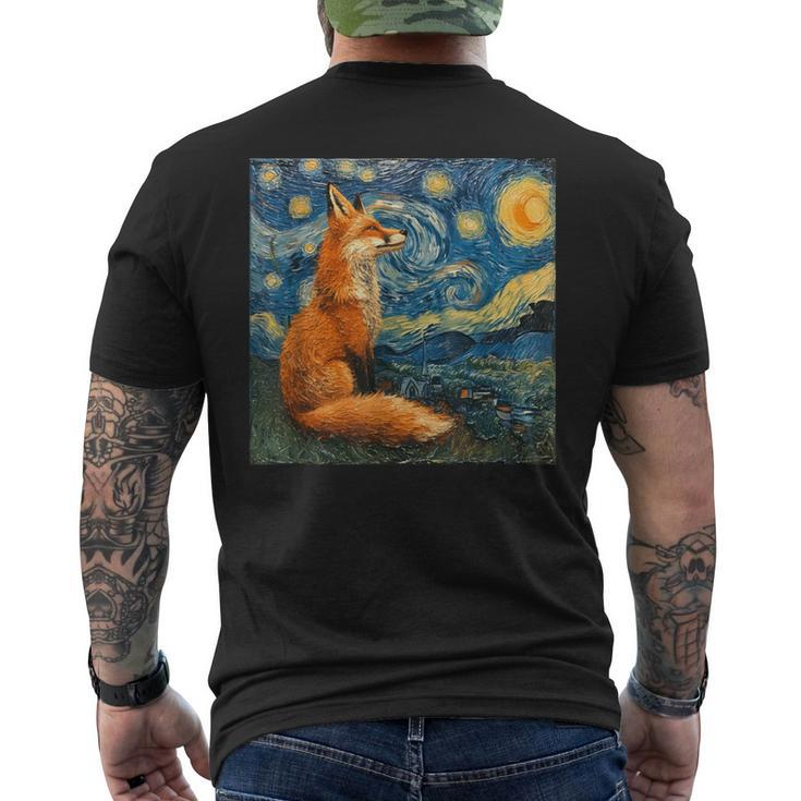 Fox Van Gogh Style Starry Night Men's T-shirt Back Print