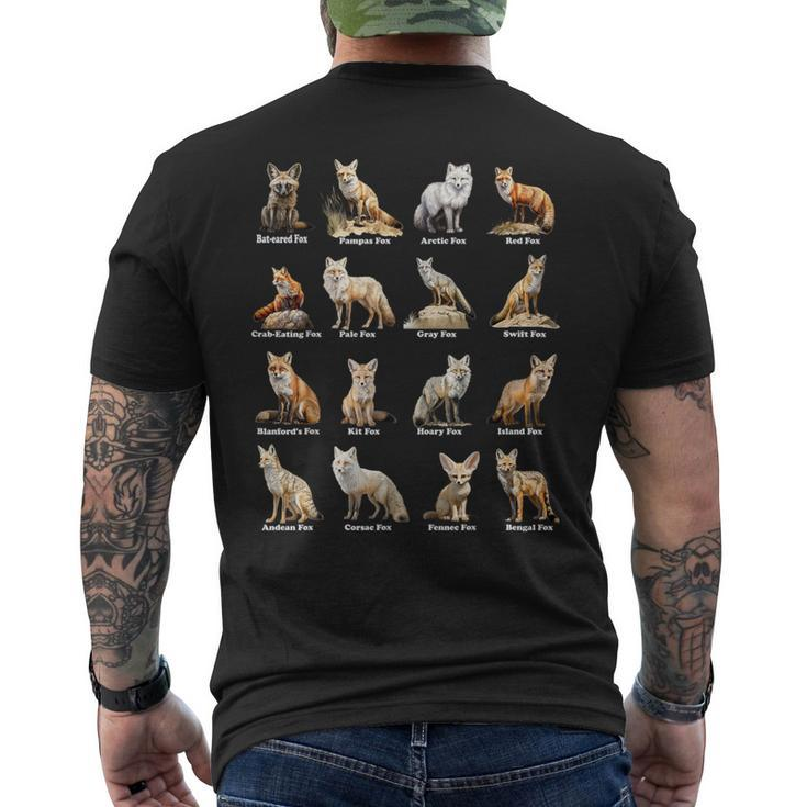 Foxes Of The World Fox Animals Educational Men's T-shirt Back Print