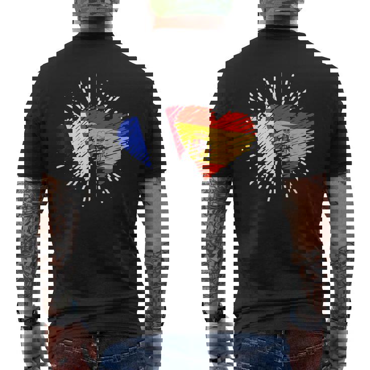 Francia España Amistad Corazon Francia Italiano Camiseta Hombre Estampado Espalda