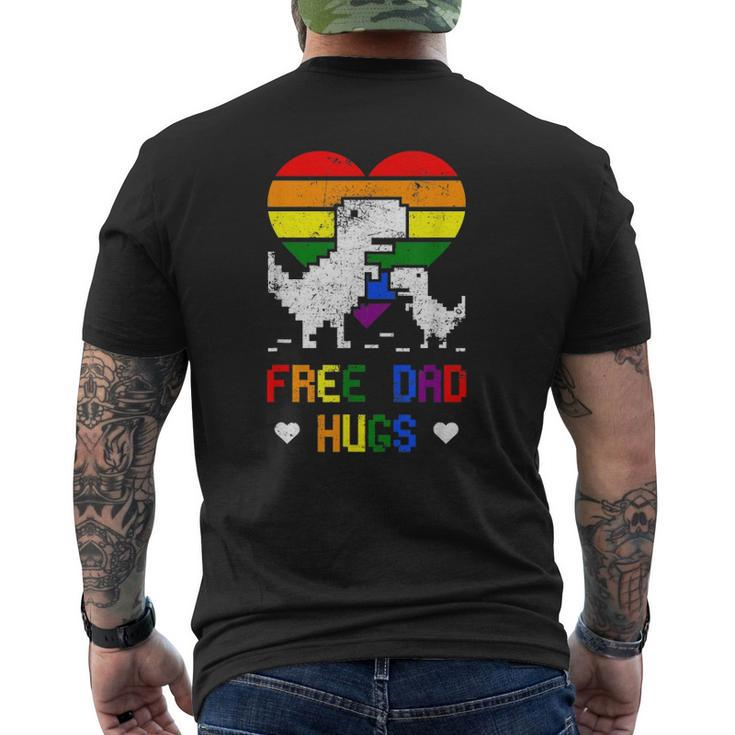 Free Dad Hugs Dinosaur Trex Dino Lgbtq Pride Rex Rainbow Mens Back Print T-shirt