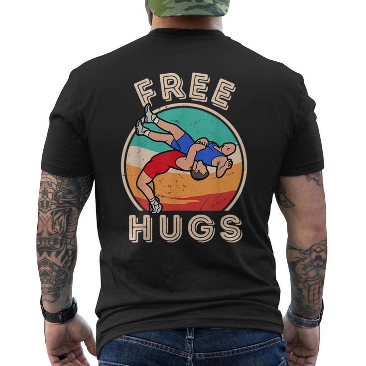 Free Hugs Wrestling Wrestling Coach Vintage Wrestle Men's T-shirt Back Print