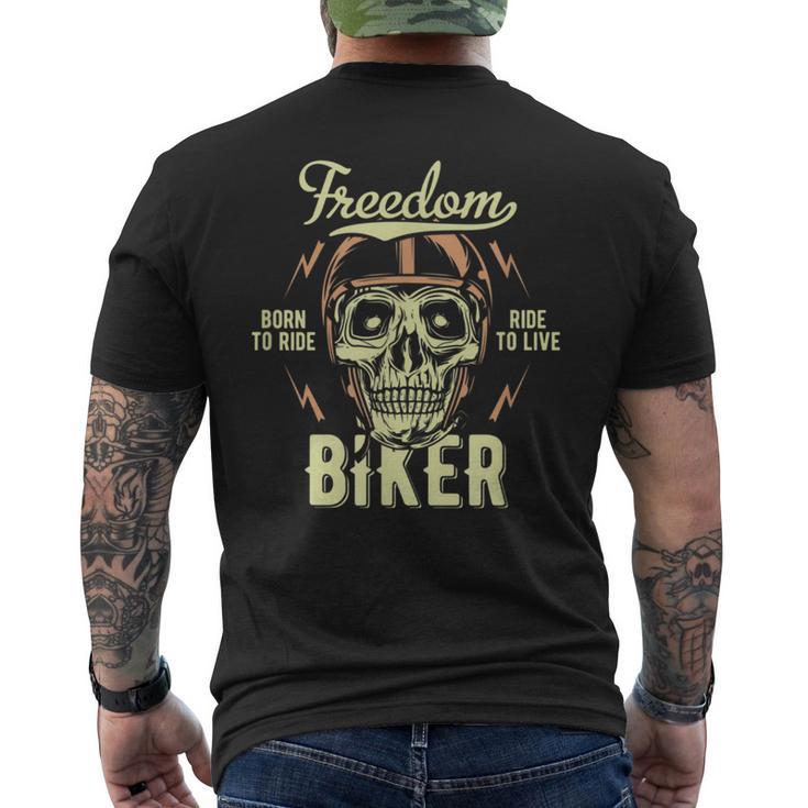 Freedom Biker Motorcycle Rider Skull Skeleton Men's T-shirt Back Print