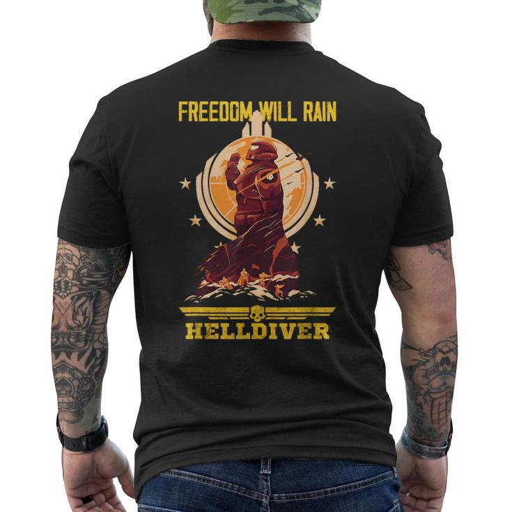Freedoom Will Rain Game Platform Helldivers Hero For Men Men's T-shirt Back Print