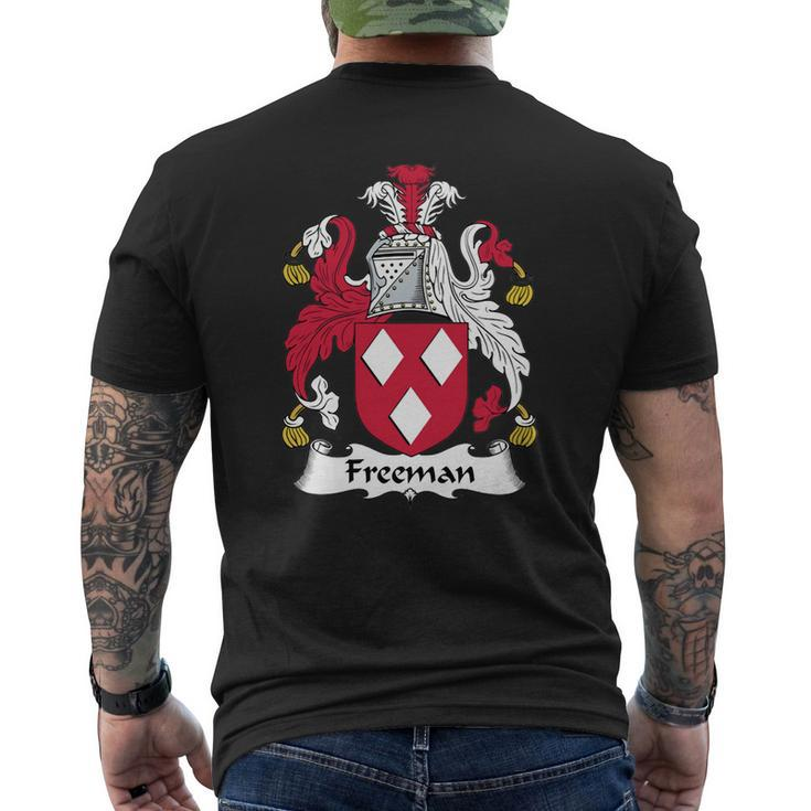 Freeman Family Crest Coat Of Arms British Family Crests Mens Back Print T-shirt