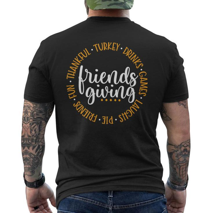 Friendsgiving Day Friends & Family Thankful Turkey Games Pie Men's T-shirt Back Print