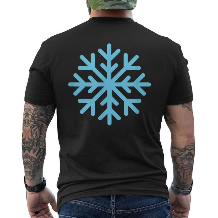 Frosty Blue Snowflake Snowboarding & Skiing Men's T-shirt Back Print