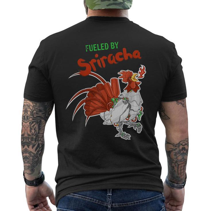 Fueled By Sriracha Awesome Sauce Robot Rooster Men's T-shirt Back Print