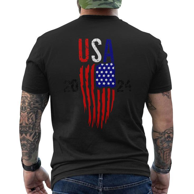 Fun Distressed American Flag Of 4 Men's T-shirt Back Print