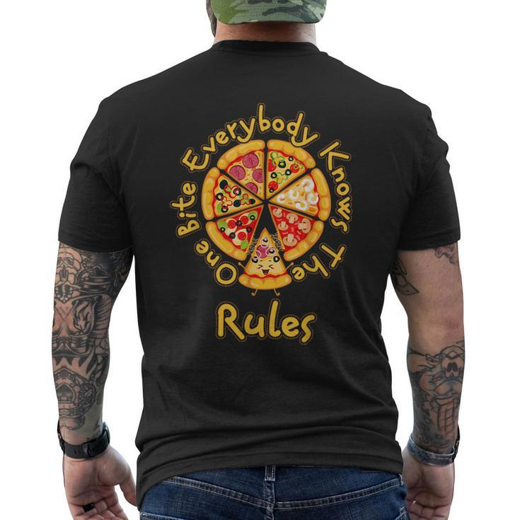 1 One Bite Everybody Knows Rules Pizza Food Lover Men's T-shirt Back Print