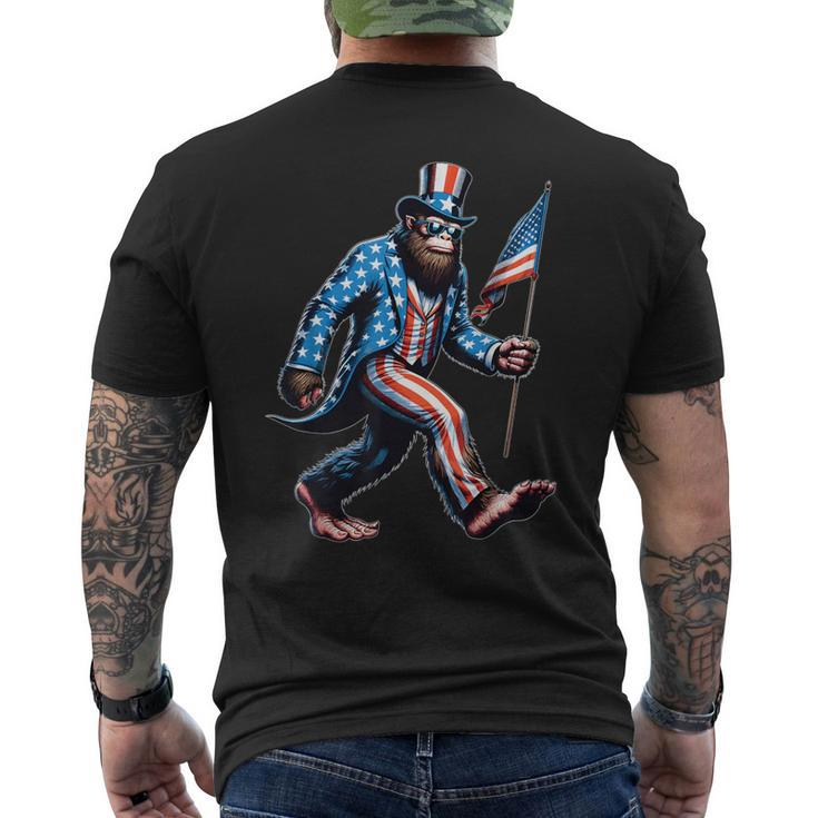 4Th Of July Bigfoot Sasquatch American Flag Patriotic Men's T-shirt Back Print