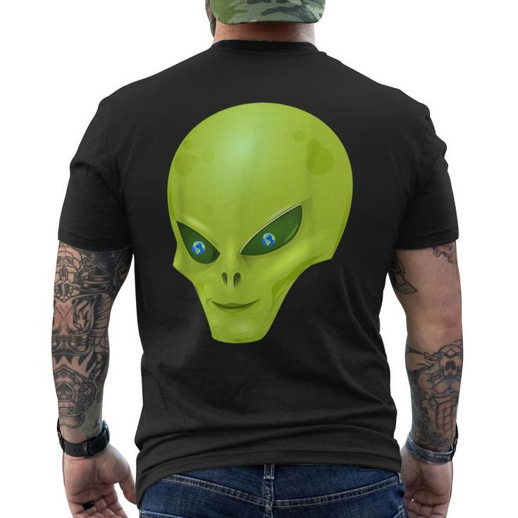 Alien With Earth Eyeballs Ufo Spaceship Novelty Men's T-shirt Back Print