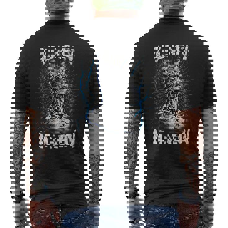 Bootleg Mewing Cat Looksmaxxing Meme All Mew No Meow Men's T-shirt Back Print