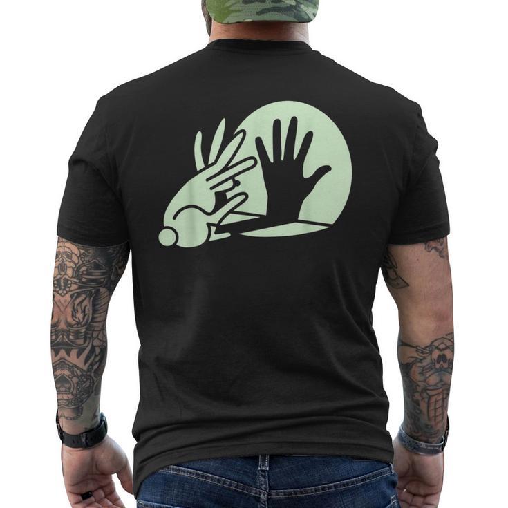 Bunny Hand Shadow Puppet Rabbit Humor Men's T-shirt Back Print