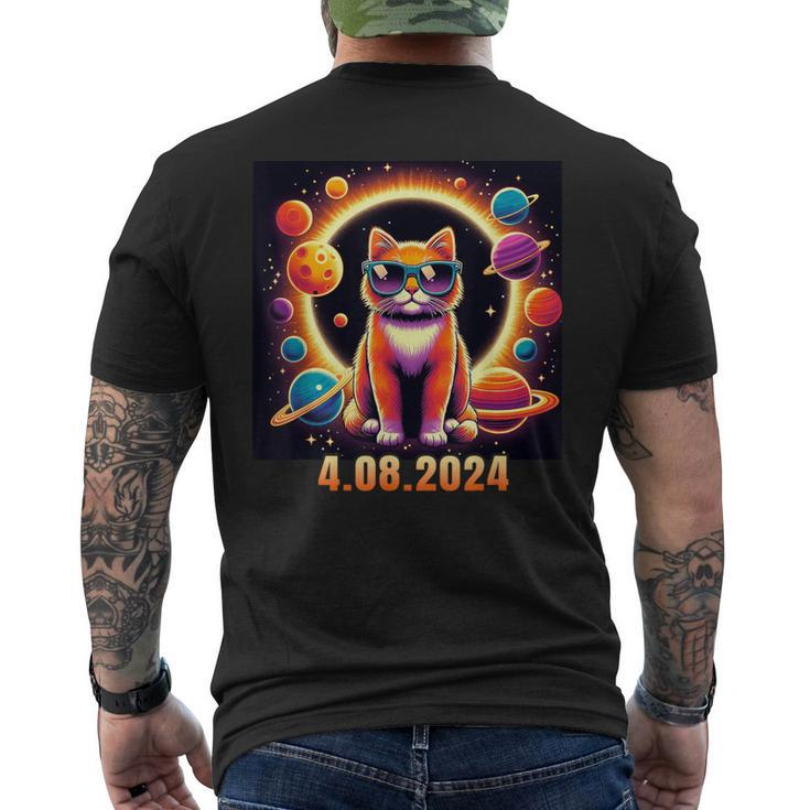 Cat With Glasses Solar Eclipse Men's T-shirt Back Print