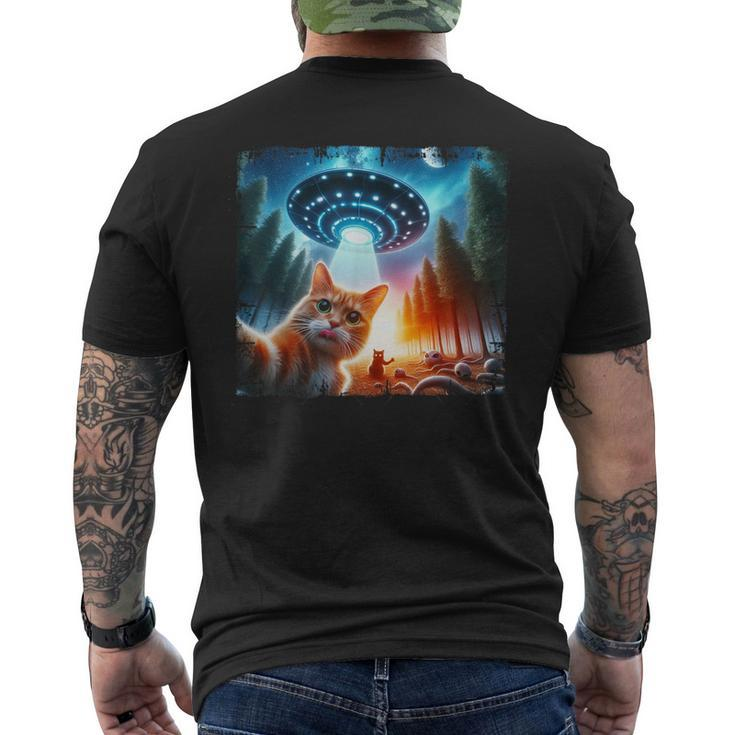 Cat Selfie With Ufos And Aliens Men's T-shirt Back Print
