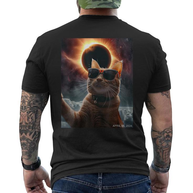 Cat Taking A Selfie With Solar Eclipse 2024 Glasses Men's T-shirt Back Print