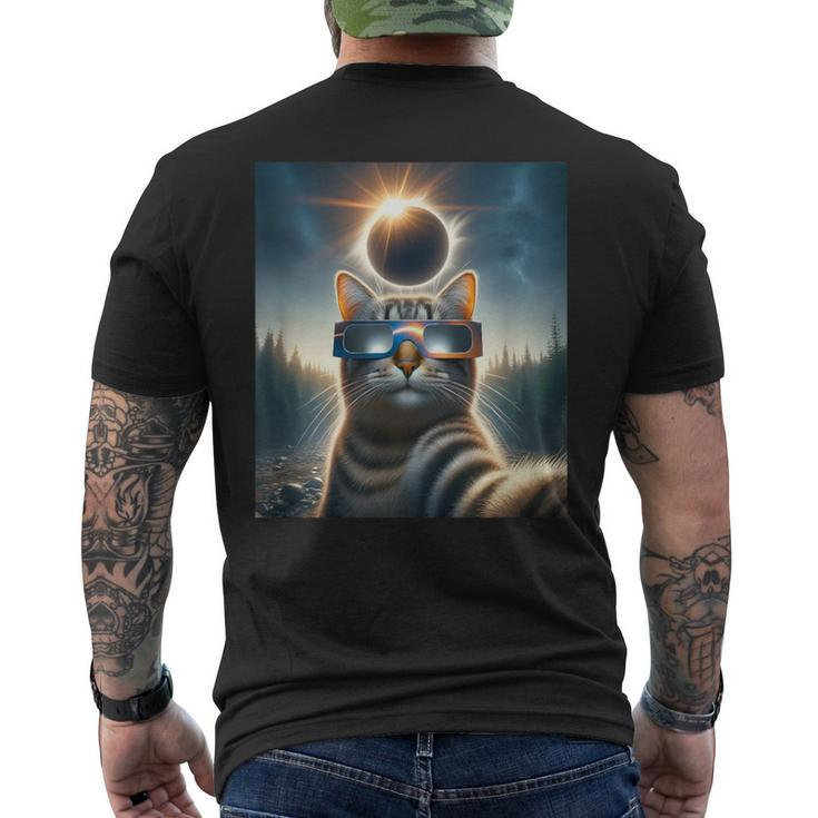Cat Wearing Solar Eclipse Glasses April 8 2024 Selfie Men's T-shirt Back Print