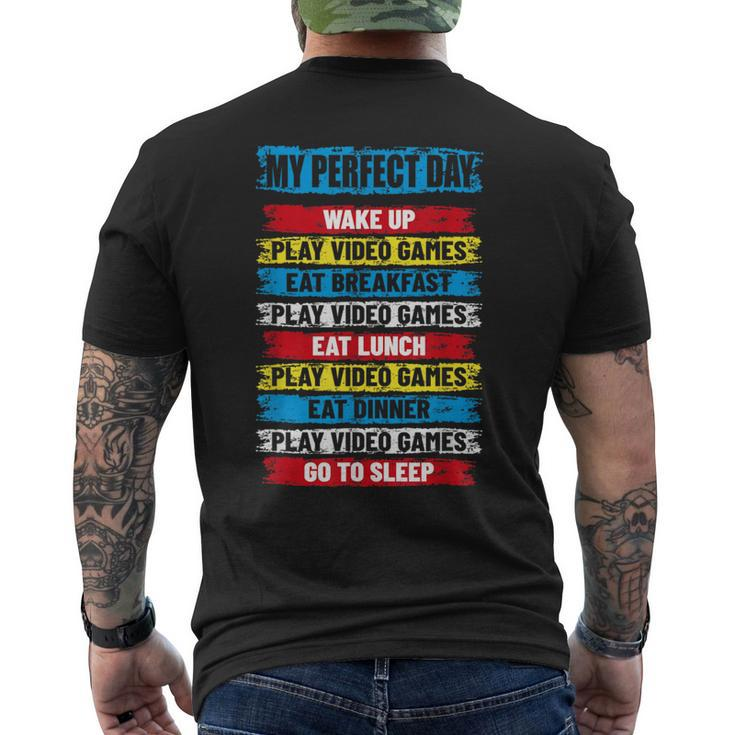 Cool Gamer My Perfect Day Video Games Men's T-shirt Back Print