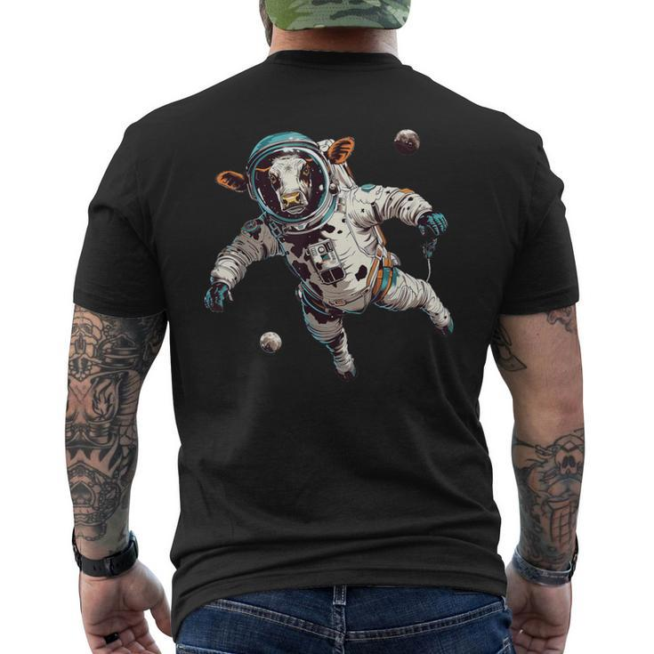 Cow Astronaut In Space Men's T-shirt Back Print