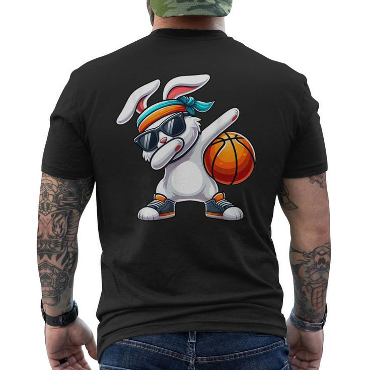 Dabbing Bunny Playing Basketball Easter Day Boys Girls Men's T-shirt Back Print