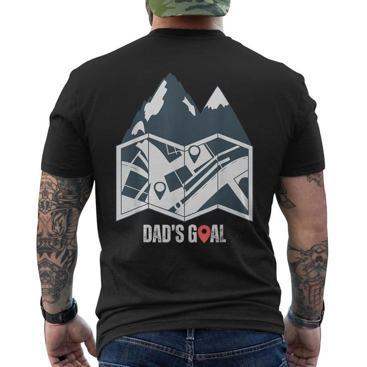 Dad's Goal Hiking Map Hiker Cool Fathers Day Hiking Men's T-shirt Back Print