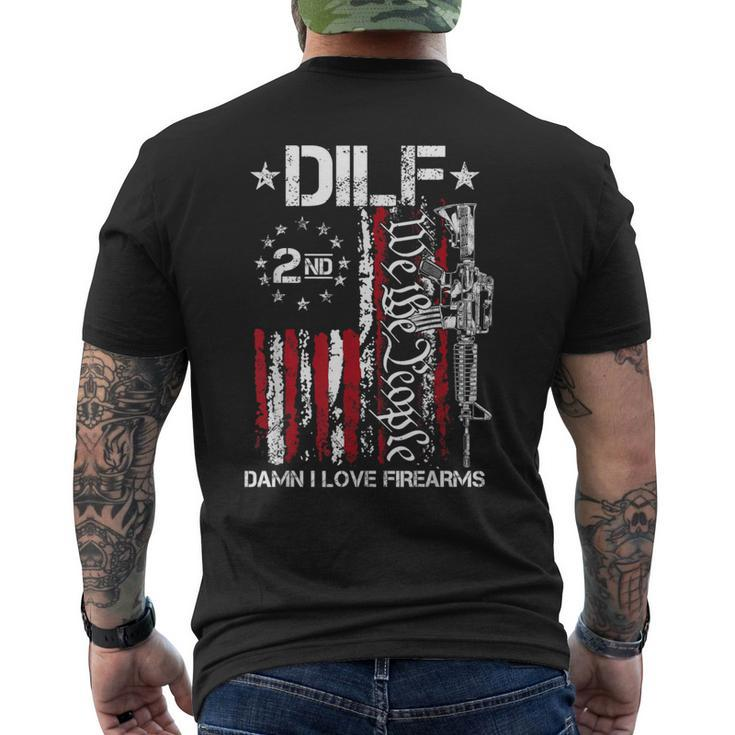 Dilf Damn I Love Firearms Gun American Flag Men's T-shirt Back Print