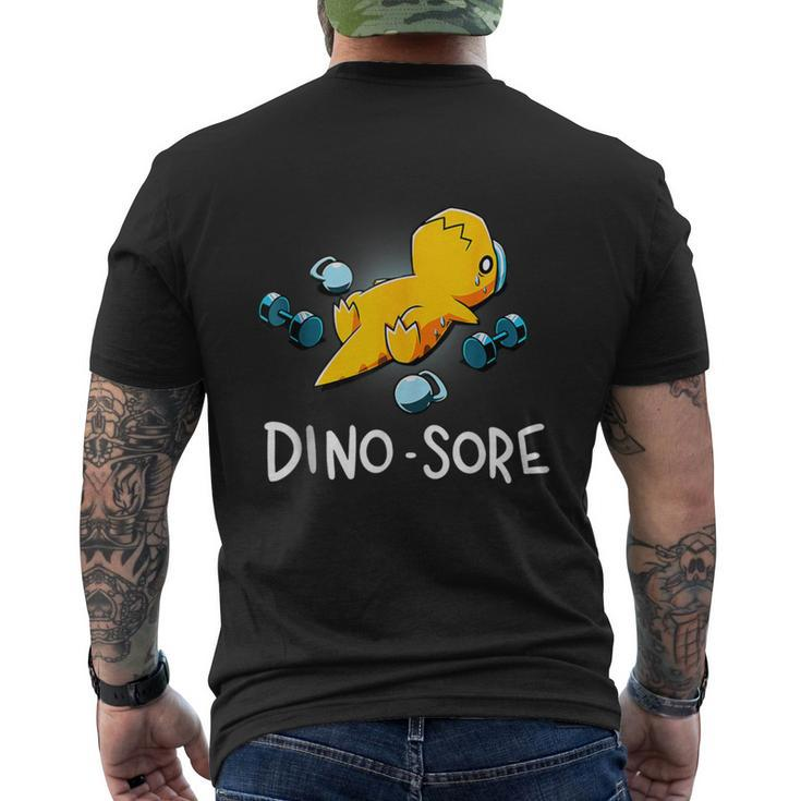 Dinosaur Workout Gym Fitness Lifting Cute Dino Sore Men's T-shirt Back Print