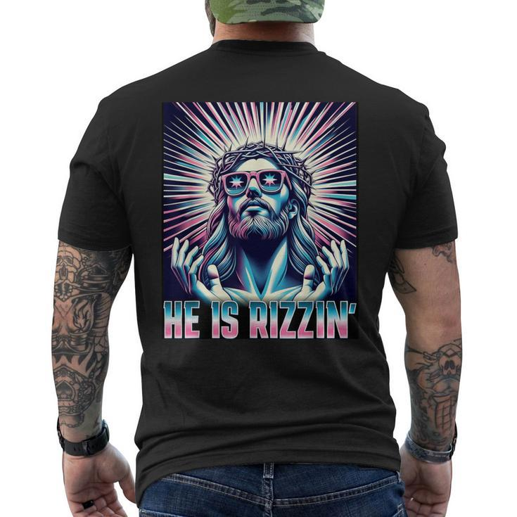 Easter Resurrection Rizz Meme He Is Rizzin Jesus Men's T-shirt Back Print