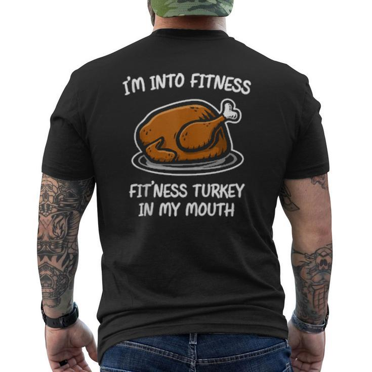 Fitness Gym Humorous Thanksgiving Christmas Turkey Mens Back Print T-shirt