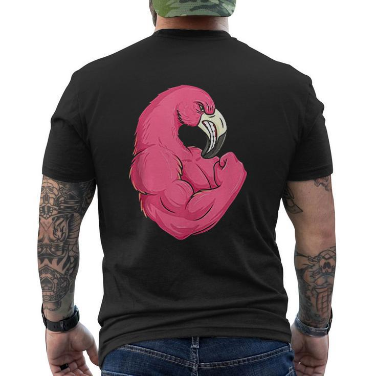 Flamingo Weightlifting Bodybuilder Muscle Mens Back Print T-shirt