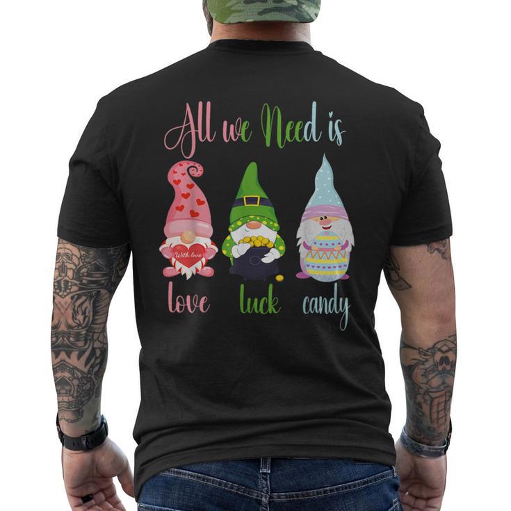 Happy Valentines St Patrick Easter Happy Holiday Gnome Men's T-shirt Back Print