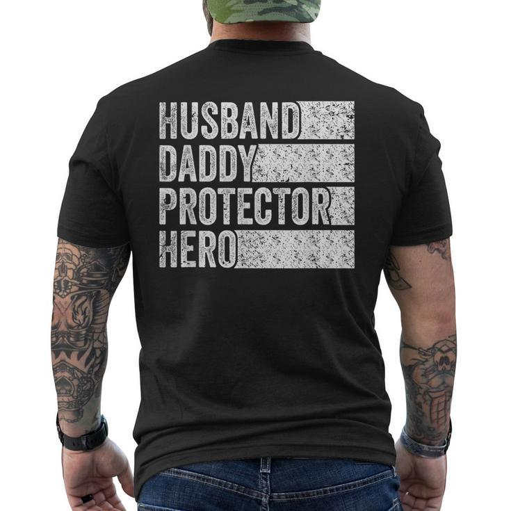Husband Daddy Protector Hero Fathers Day Vintage Men's T-shirt Back Print